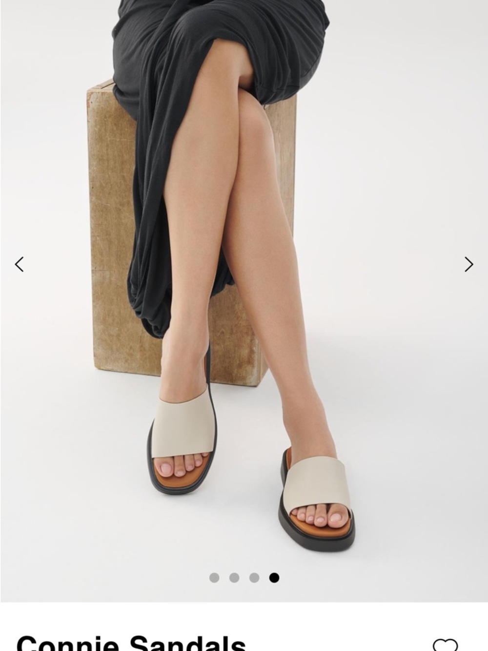 Connie Leather Slide Sandals — Cream
